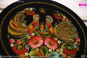 Petrykivka Ukrainian folk art presented by MadeinMycountry MadeinMycountry is a global platform that celebrates and supports local history, culture, art, and nature conservation efforts. For two decades, we have been sponsoring local museums, cultural organizations, travel destinations, historical sites and various cultural events around the world.